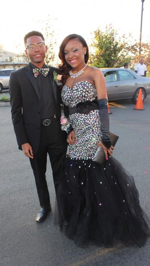 Senior Bria Fluellen and guest arrive at prom. The 2015 senior prom was held at Liberty House in Jersey City May 14. Photo by Mahkiya Gresham