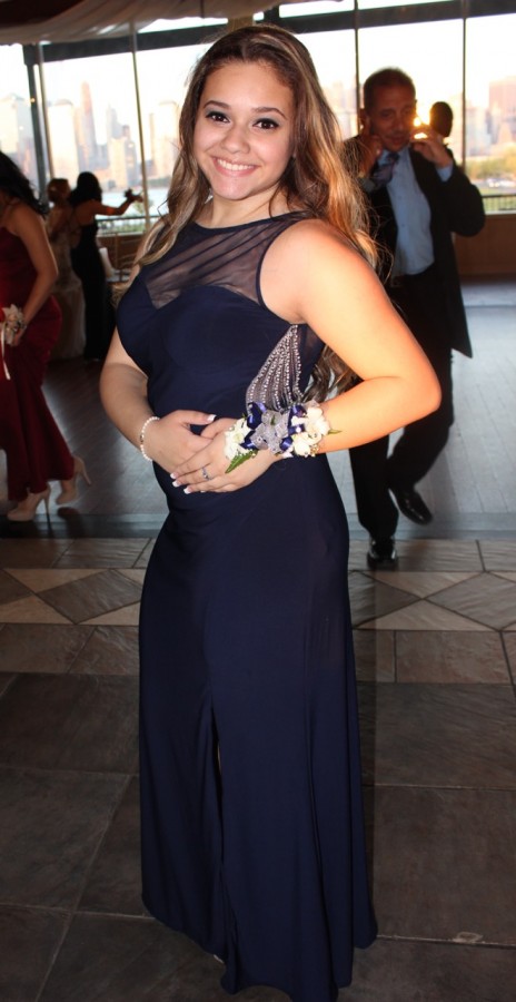 Junior Haley Ortiz poses on the dance floor. The 2015 senior prom was held at Liberty House in Jersey City May 14. Photo by Mahkiya Gresham