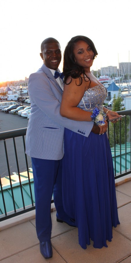Senior Jerrell Coates and guest pose on the balcony. The 2015 senior prom was held at Liberty House in Jersey City May 14. Photo by Mahkiya Gresham