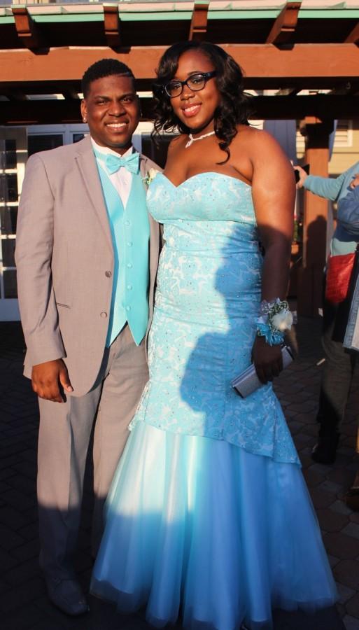 Senior Nyasia Allah-Cook and guest arrive at the prom. The 2015 senior prom was held at Liberty House in Jersey City May 14. Photo by Mahkiya Gresham