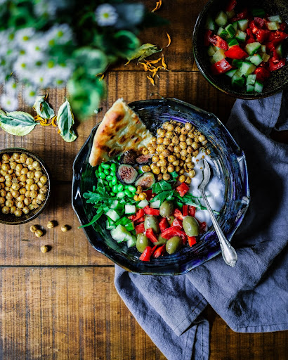 A Mediterranean dish on display.